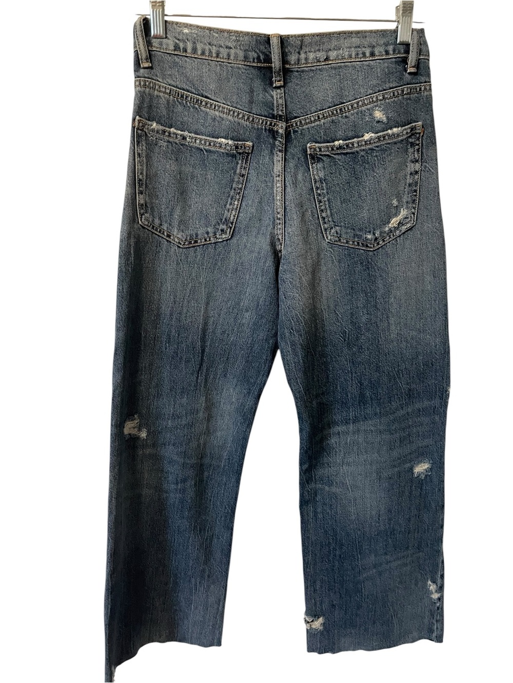 Zara Distressed Wide-Leg Blue Jeans Size 2 - Picture 5 of 8